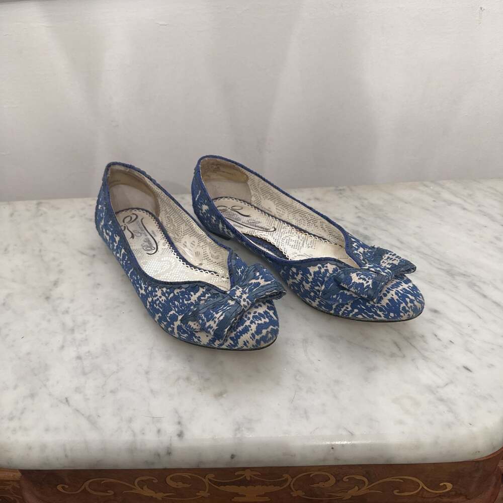Poetic Licence Shoes Get Ready Royal Blue Dress Ballet Flats Slip On 6.5 Bow NIB